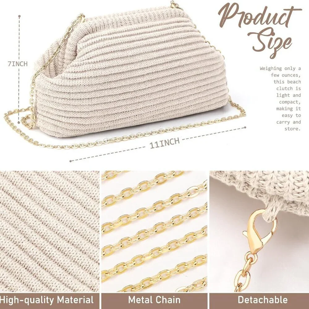 Crochet Clutch Purse Women Evening Bag Crossbody Formal Wedding Party